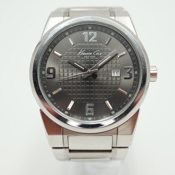 Kenneth Cole NY Mens Watch 43mm Gray Date Dial Stainless Steel w New Battery main image 11